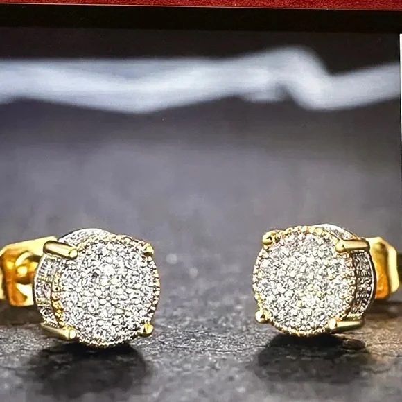 CZ Elegant Gold and Silver Stud Earrings. Boxed ready to gift. - Picture 2 of 11